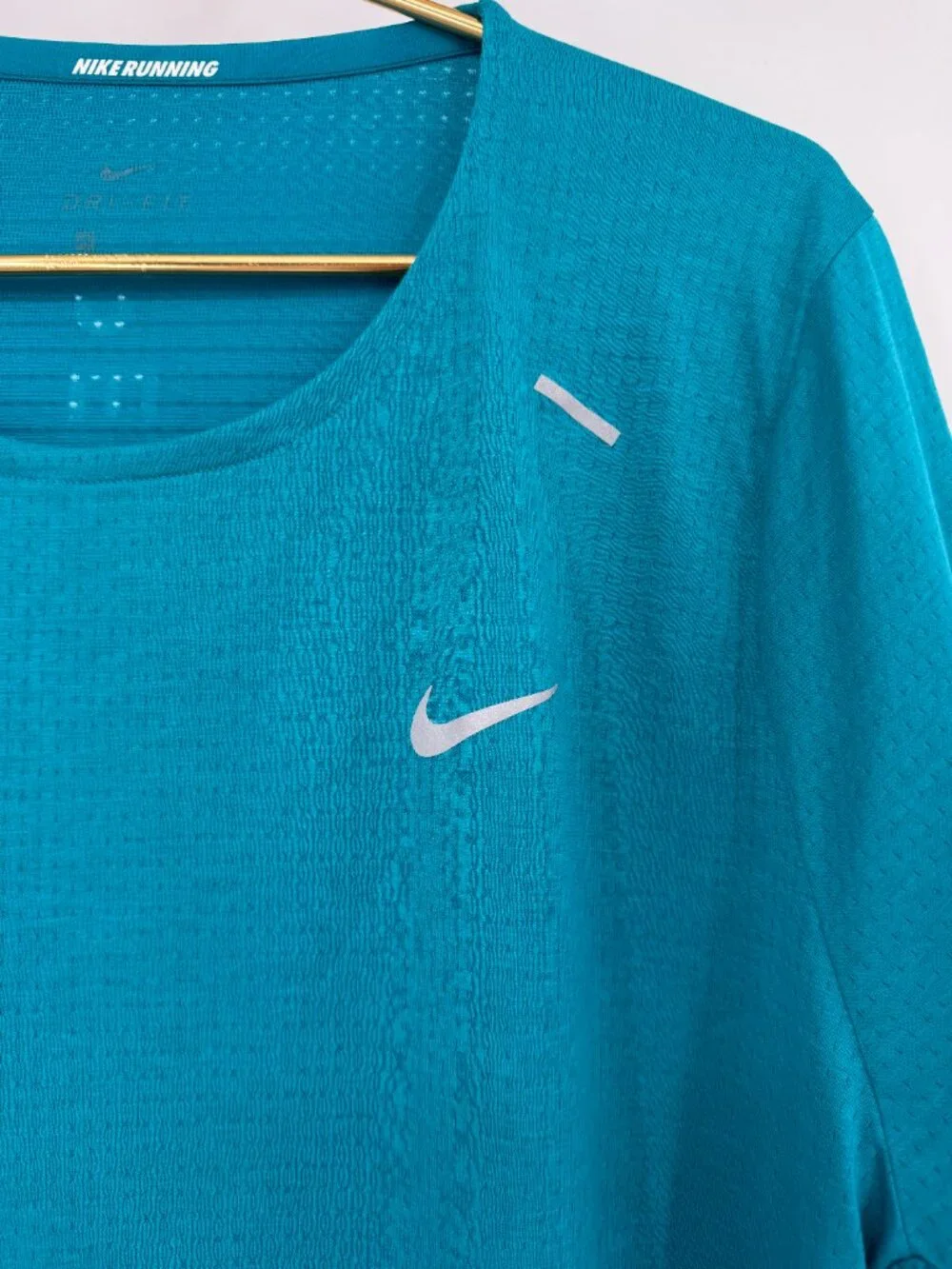 Nike Running Dri-FIT Peloton Women's XXL Short Sleeve Running Shirt Teal Blue